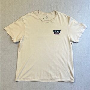 Brixton Beige Logo Tee Size M | Standard Fit Streetwear Graphic T-Shirt